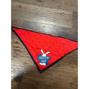 Dutch Bros Pup Dog Bandana Red Paw Print Blue Logo Pet Accessory
